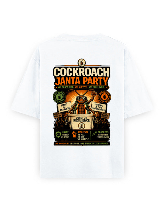 Cockroach Janta Party Oversized Tshirt GenZ Unisex Oversized Tshirt Abhijeet Dipke CJP Drop