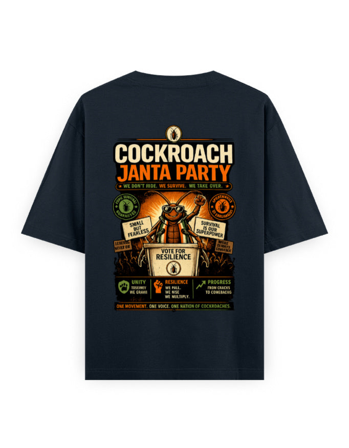Cockroach Janta Party Oversized Tshirt GenZ Unisex Oversized Tshirt Abhijeet Dipke CJP Drop