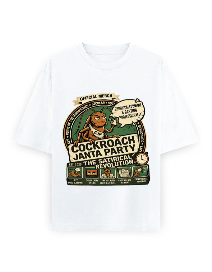JoinTheColony Cockroach Janta Party Oversized Tshirt GenZ Unisex Oversized Tshirt CJP Party