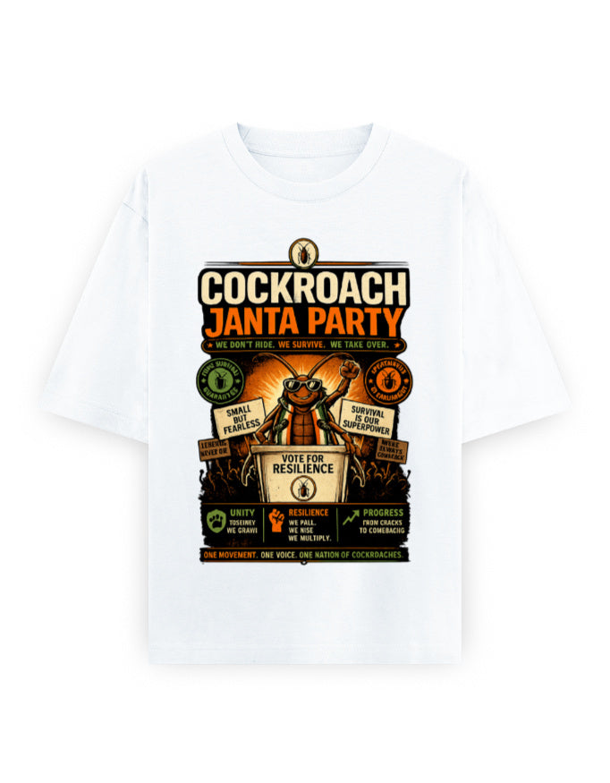 CJP Party Card Cockroach Janta Party Oversized Tshirt GenZ Unisex Oversized Tshirt Member