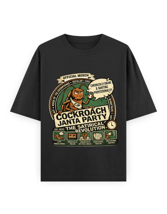 JoinTheColony Cockroach Janta Party Oversized Tshirt GenZ Unisex Oversized Tshirt CJP Party