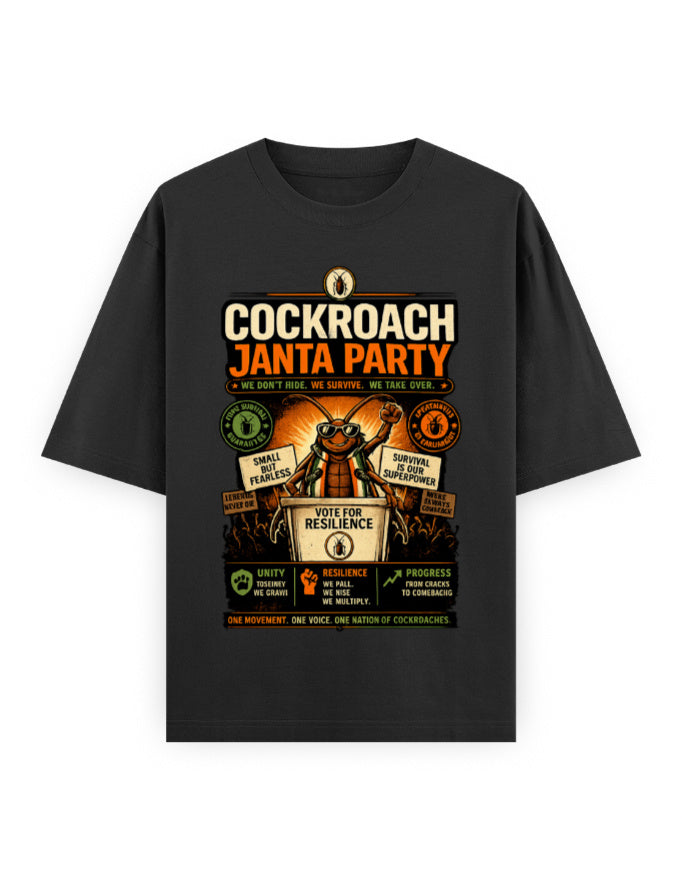 CJP Party Card Cockroach Janta Party Oversized Tshirt GenZ Unisex Oversized Tshirt Member
