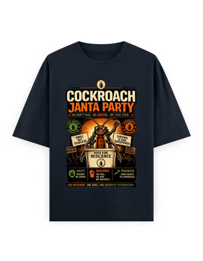 CJP Party Card Cockroach Janta Party Oversized Tshirt GenZ Unisex Oversized Tshirt Member